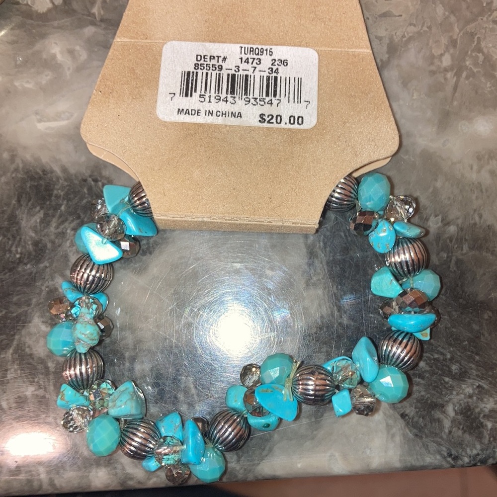 NICE 4 VALENTINE’S DAY. HANNAH GLOBAL TURQUOISE BRACELET,XXI EARRINGS  NECKLACE. - Picture 7 of 7